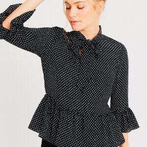 Common Culture polka dotted sheer overlay women's blouse size M Black